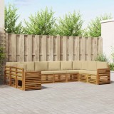 vidaXL Seturi de canapele 10 pcs Natural și Bej Lemn Solid de Acacia 3375568