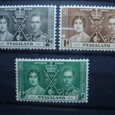 NYASALAND 1937 SERIE INCORONAREA GEORGE VI MH