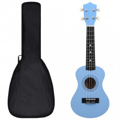 Set ukulele Soprano pentru copii, cu husa, bleu, 21&amp;quot; foto