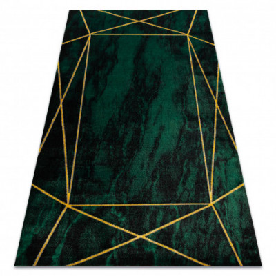 Exclusiv EMERALD covor 1022 glamour, stilat, geometric, marmură sticla verde / aur, 80x150 cm foto