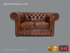 Canapea din piele naturala Chesterfield Basic , Clody old brown , 2 locuri foto