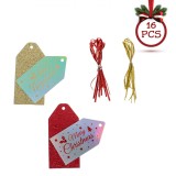 Etichete Cadouri Crăciun, Glitter, Roșu, Auriu, 5x10.5cm, Set 16 Bucăți, Panglici Roșii-Albe, Oem