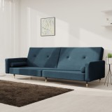 VidaXL Canapea extensibilă cu 2 locuri, 2 perne, albastru, catifea