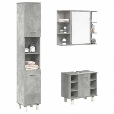 vidaXL Set mobilier de baie, 3 piese, gri beton, lemn compozit 3324855 foto