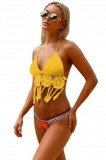 SW964-9 Costum de baie galben in doua piese, cu neopren