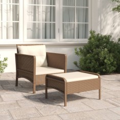 vidaXL Set ?ezlong de gradina cu perne, 2 piese, maro, poliratan foto