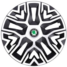 Set 4 Capace Roti 16 inchi (R16), Best Alb-Negru, Compatibile Cu Skoda foto
