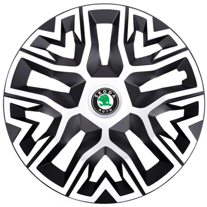 Set 4 Capace Roti 16 &quot; Best Alb-Negru, Compatibile Cu Skoda