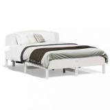 Cumpara ieftin Cadru de pat fara saltea, alb, 135x190 cm, lemn masiv de pin