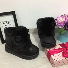 Cizme negre imblanite cu urechi de iarna ugg pt fetite copii 29 30 cod 0224 foto