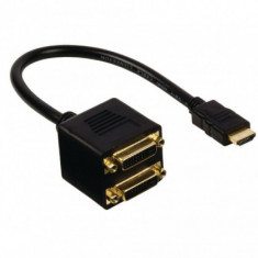 Adaptor Video DeTech 18250 HDMI la 2 x DVI 24+5F (mama) Negru