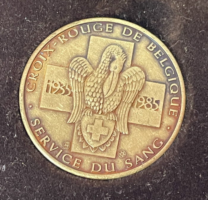 Medalie de bronz comemorativa 50 ani 1935 - 1985, BELGIA - Crucea rosie