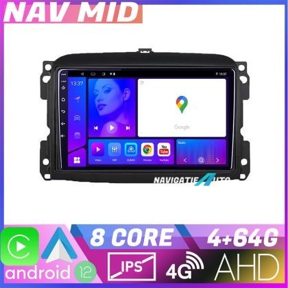 Navigatie Fiat 500 2015 2021 KIT 500new EDOTEC-LITE Android Ecran 720P Octa Core 4 64 Carplay CarStore Technology