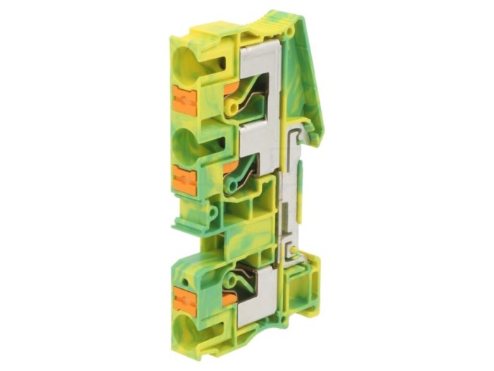 Conector șine 3 borne, galben-verde