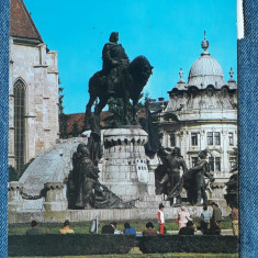 255 Cluj-Napoca - Statuia lui Matei Corvin de Ioan Fadrusz / carte postala