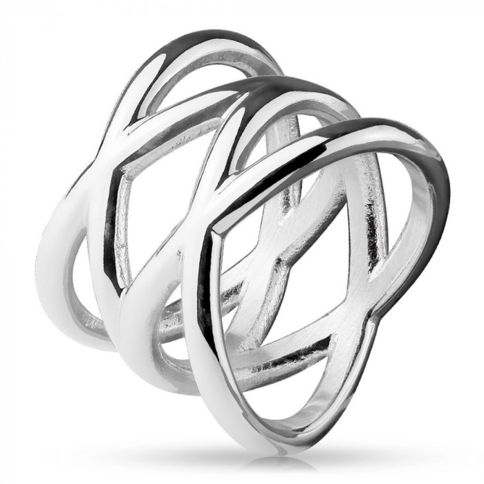 Inel din oțel 316L, culoare argintie, brațe despărțite - Marime inel: 50