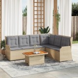 Cumpara ieftin Set mobilier de grădină cu perne, 5 piese, bej, poliratan