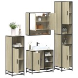 vidaXL Set de mobilier de baie din 4 piese din lemn de stejar Sonoma 3301236