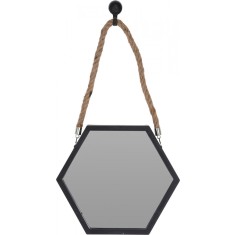 Oglinda hexagonala cu franghie din iuta