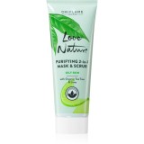 Oriflame Love Nature Organic Tea Tree &amp; Lime masca e curatare si peeling pentru ten gras 75 ml