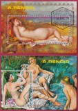 GUINEA ECUATORIALA - RENOIR , PICTURI , NUDURI 2 COLITE + TIMBRE ,STAMPILATE, Nestampilat