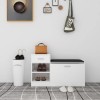 VidaXL Banchetă pantofar alb extralucios 94,5x31x57cm lemn prelucrat
