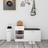 vidaXL Banchetă pantofar alb extralucios 94,5x31x57cm lemn prelucrat