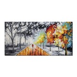 Tablouri indragostiti pictat manual living, dormitor, O seara magica in doi, 140x70cm ulei pe panza in cutit efect 3D