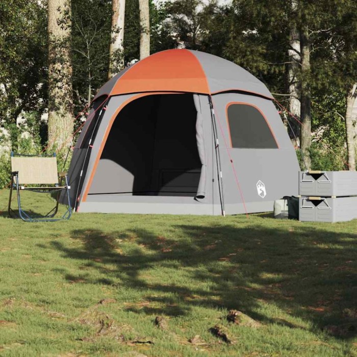 Cort familie Igloo pentru 6 persoane gri/portocaliu impermeabil