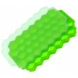 Forma din silicon si plastic pentru gheata, 37 forme hexagonale, 20 cm x 12 x 2,5 cm, verde/transparent
