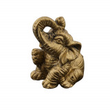 Statueta feng shui elefant din rasina aurie mic model 5 - 4cm, Stonemania Bijou