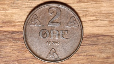 Norvegia - moneda de colectie - raruta - 2 ore 1947 bronz - impecabila ! foto