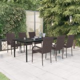 VidaXL Set mobilier de grădină, 7 piese, maro și negru