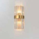 Lampa de Perete in Interior, Flippy, Lampa de Lux pentru Decor de Interior, Corp de Iluminat Tip aplica, din Inox Auriu si Cristal, Lumina Calda Rece