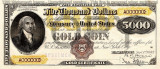 5000 dolari 1882 Reproducere Bancnota USD , Dimensiune reala 1:1