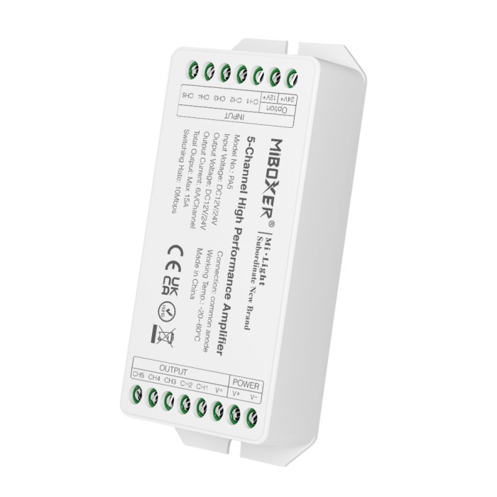Amplificator de semnal Mi-Light PA5 MiBoxer pentru iluminare LED de inalta performanta cu 5 canale Group Control