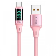 Mcdodo Cablu USB la Type-C Digital Display Silicone Super Fast Charging, 6A, 1.2m, Roz foto