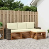 vidaXL Set de canapele de exterior cu pernă 4 pcs Natural și Crem 3384216