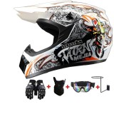 Cumpara ieftin Set Cască Cross Sebastian MX cu Mănuși, Ochelari, Cagulă și Suport de Perete
