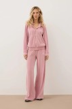 Bizuu pantaloni de trening din velur VELORINA culoarea roz, cu imprimeu, VELORINA R&Oacute;ŻOWY