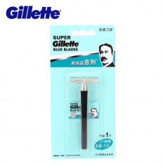 Aparat de ras barbierit clasic cu lama Gillette Blue (wet shaving)