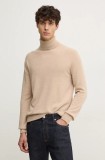 United Colors of Benetton pulover de casmir culoarea bej, light, cu guler, 1033U2011