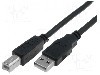 Cablu USB A mufa, USB B mufa, USB 2.0, lungime 5m, negru, VCOM - CU201-B-050-PB