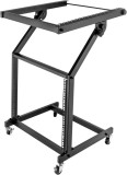 Stand de mixer DJ profesional 9U montat &icirc;n rack, mobil cu 4 roti