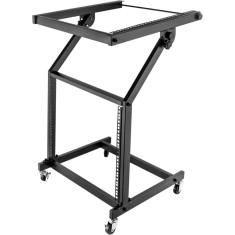 Stand de mixer DJ profesional 9U montat &icirc;n rack, mobil cu 4 roti