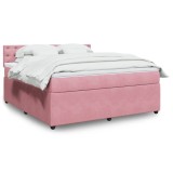 VidaXL Pat box spring cu saltea, roz, 180x200 cm, catifea 3287823