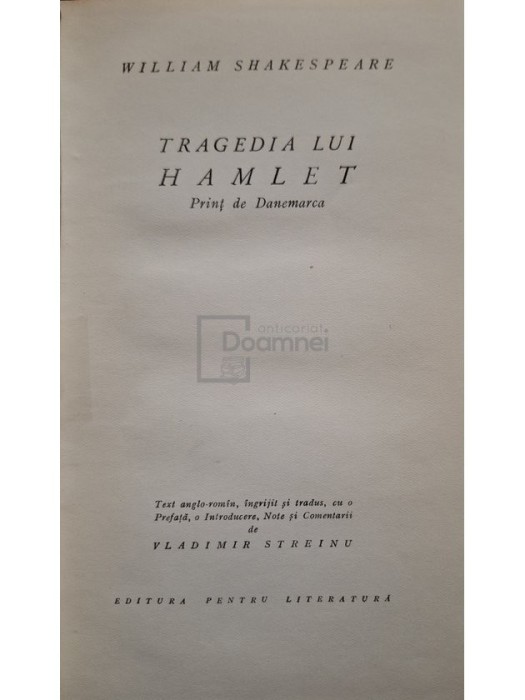 William Shakespeare - Tragedia lui Hamlet - Print de Danemarca (Editia: 1965)