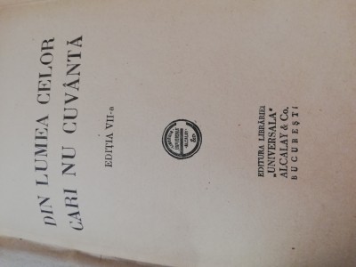 Emil Garleanu, Din lumea celor care nu cuvanta,ed. Alcalay,cartonata,144 pag foto