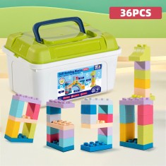 Set Educativ de Blocuri de Constructie - 36 Bucati Silicon Moi, Colorate in Cutie pentru Depozitare