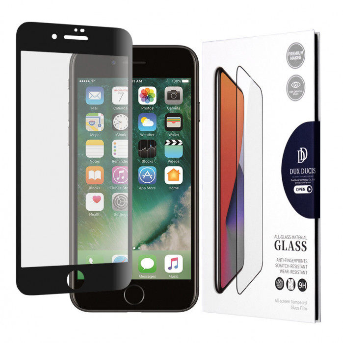 Folie pentru iPhone 7 / 8 / SE 2, SE 2020 / SE 3, SE 2022, Dux Ducis Tempered Glass, Black
